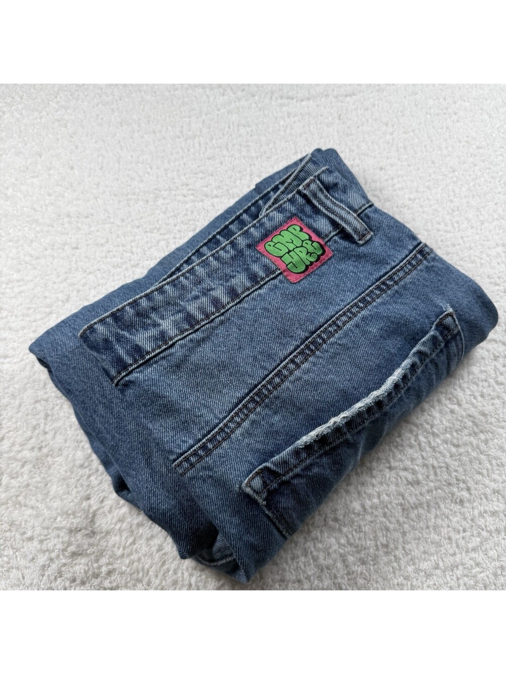 Empyre Women’s Size 12 Baggy Wide Leg Jeans Blue Skate Y2K Embroidered